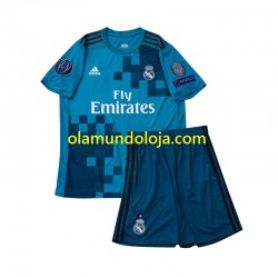 Camisola Real Madrid 2017 Retro Criança Equipamento Terceiro Manga Curta